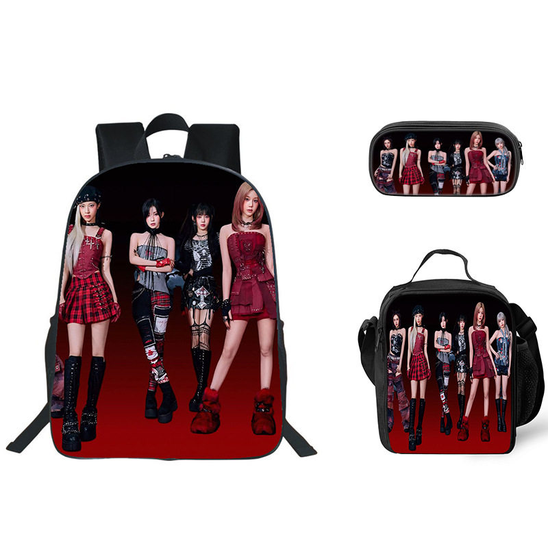 跨境批发BABY MONSTER印花书包笔袋冰袋三件套中小学生收纳袋,文具电教/文化用品/商务用品,学生书包,淘宝优惠券,粉丝福利购,淘宝优惠卷