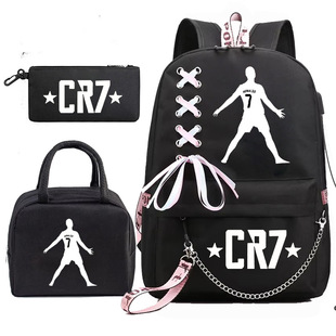 校园书包牛津布中学生笔袋午餐包三合一 0617 欧美足球明星 CR7罗