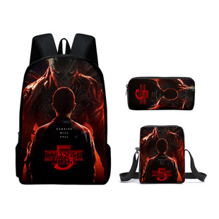 3D新品怪奇物语第五季Stranger Things书包背包午餐包笔袋三件套