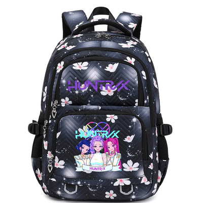 亚马逊新款韩版K-pop动漫卡通印花书包初高中大容量学生休闲潮流