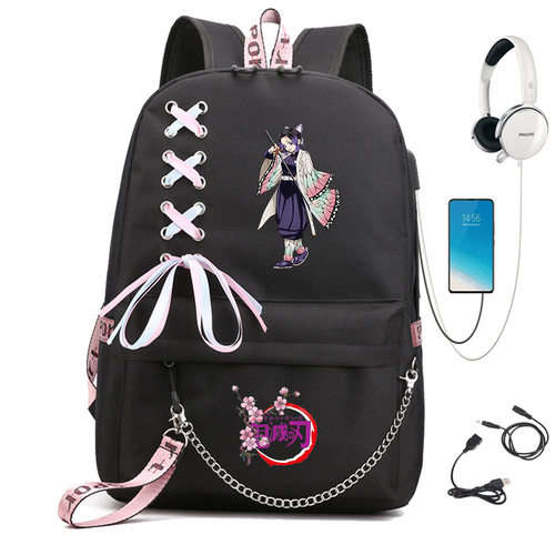 鬼灭之刃 蝴蝶忍 书包链条编织带学生双肩背包亚马逊代发 1107-17