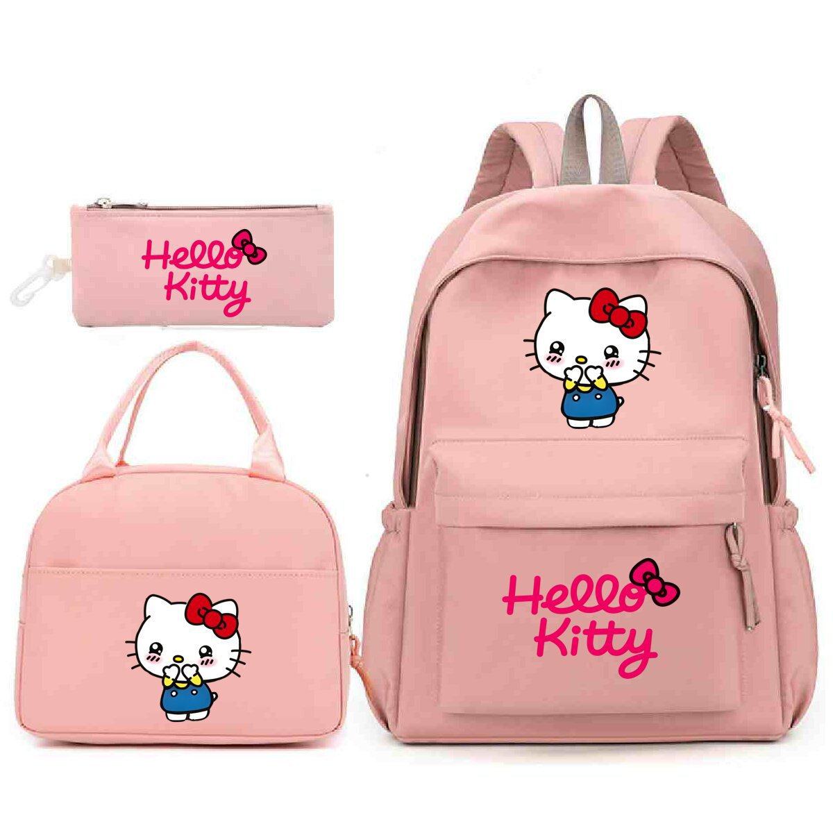 可爱卡通时尚儿童休闲双肩包KT猫跨境学院风三件套书包中小学生