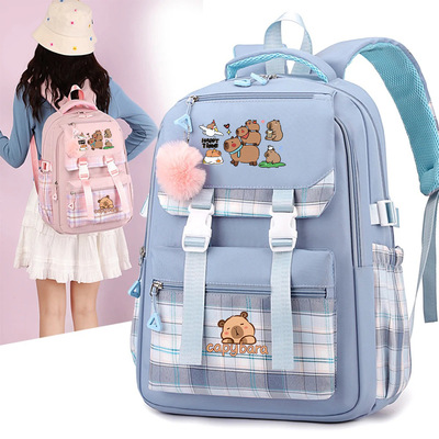 动物卡皮巴拉capybara印花书包小学初中书包男女学生背包双肩背包