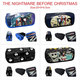 圣诞夜惊魂杰克学生大容量双层拉链帆布笔袋 儿童文具盒男女钱包