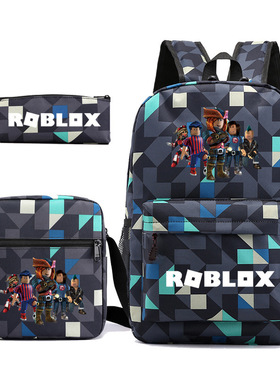 新款Roblox游戏男女双肩包学生书包小单肩包笔袋三件套电脑包校园
