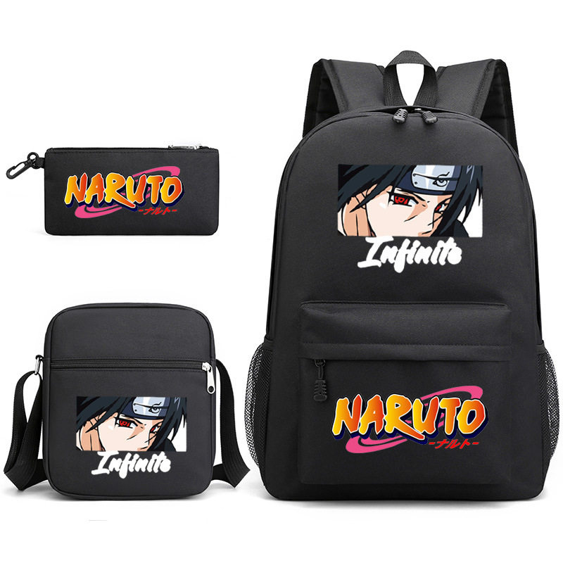 亚马逊新品火影忍者naruto星空书包三件套单肩包笔袋动漫卡通背包