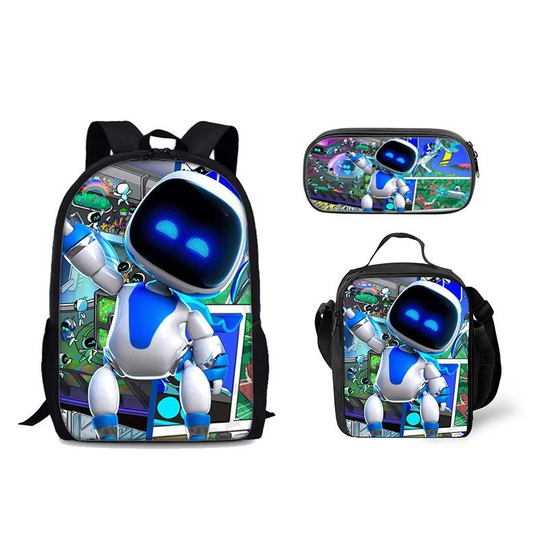 跨境批发 Astro Bot双肩背包宇宙机器人中小学生书包餐包笔袋套装,文具电教/文化用品/商务用品,学生书包,淘宝优惠券,粉丝福利购,淘宝优惠卷