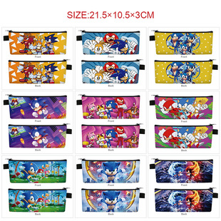 刺猬索尼克周边全彩pu笔袋学生卡通动漫笔筒笔盒文具盒钱包小笔袋