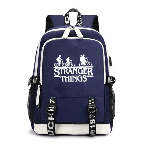新款stranger 美剧怪奇物语双肩包USB充电夜光背包中学生书包代发
