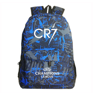 足球C罗周边罗纳尔多图案双肩背包校园学生书包户外旅游包