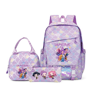 kpop demon hunters猎魔女团印花学生书包双肩包单肩笔袋三件套