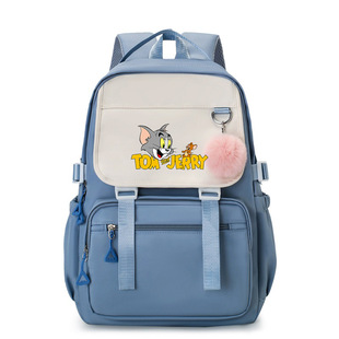 猫和老鼠TOMandJERRY印花书包动漫卡通护脊减负学生帆布包双肩包