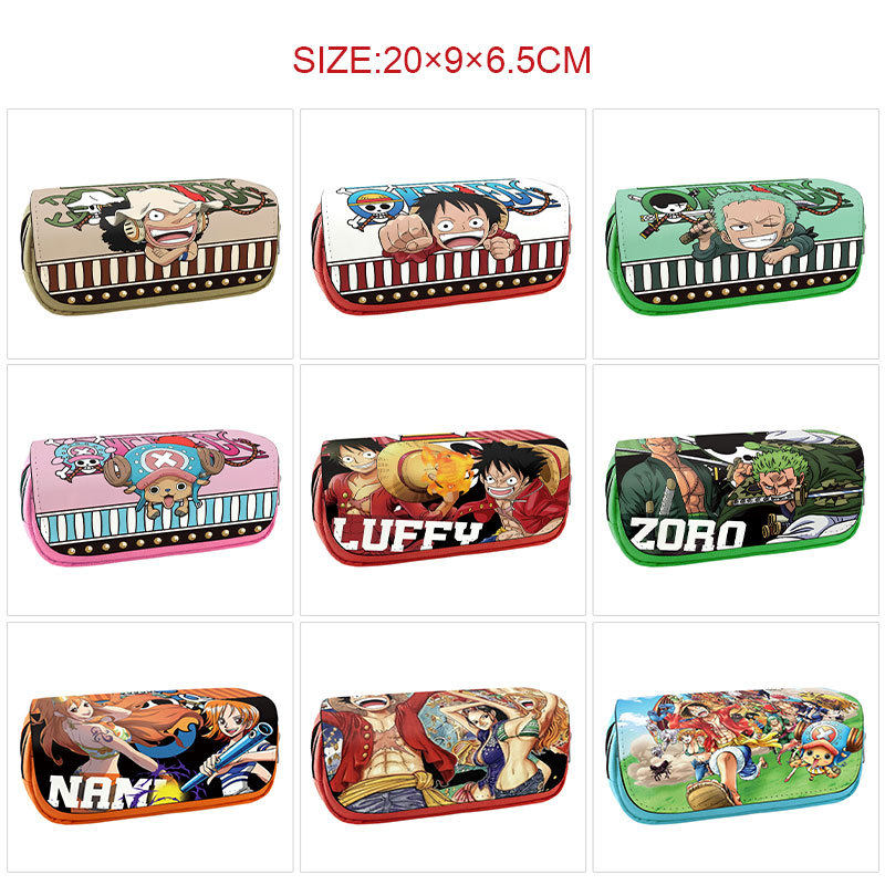 海贼王动漫周边帆布双层拉链笔袋路飞索隆娜美山治大容量文具盒