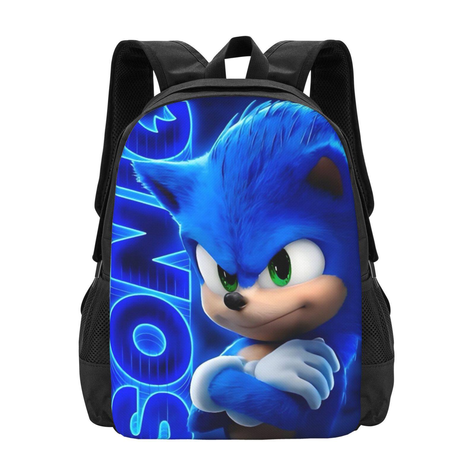 热销索尼克卡通动漫书包学生全印花背包便捷耐磨大容量透气双肩包