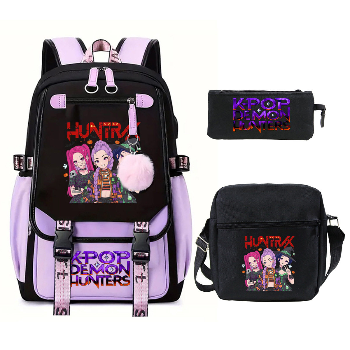 跨境K-pop动漫卡通万圣节印花时尚学生书包儿童单肩背包笔袋套装,文具电教/文化用品/商务用品,学生书包,淘宝优惠券,粉丝福利购,淘宝优惠卷