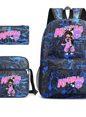亚马逊游戏周边Aphmau印花时尚学生书包双肩背包单肩笔袋3件套