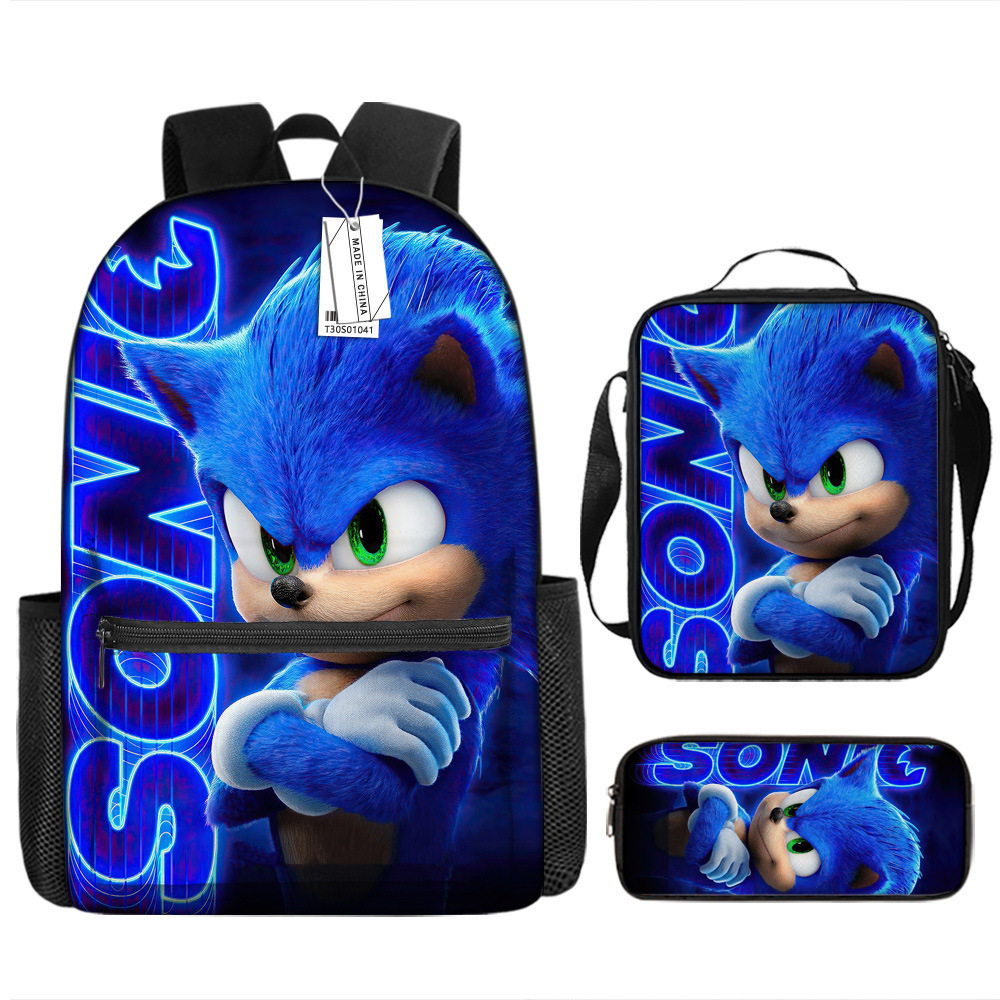 跨境背包 SONIC索尼克三件套中小学生书包 儿童背包 午餐包笔袋