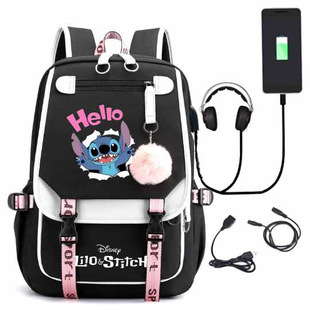 新星际宝贝stitch史迪仔史迪奇USB充电书包男女学生背包双肩背包