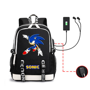 现货刺猬索尼克周边双肩背包 青少年卡通书包 大容量USB电脑包