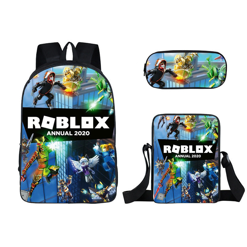 跨境游戏周边书包三件套罗布乐思Roblox双肩包书包学生笔袋小挎包