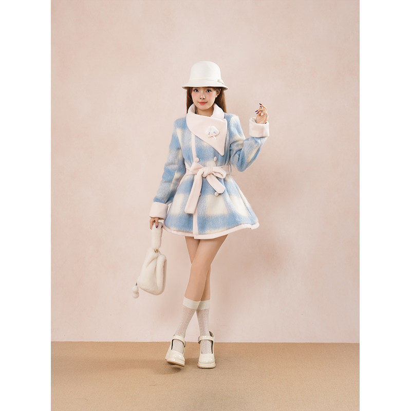 【甜妹小兔】甜美围巾+毛呢大衣套装女秋冬新款氛围感可爱两件套,女装/女士精品,时尚套装,淘宝优惠券,粉丝福利购,淘宝优惠卷