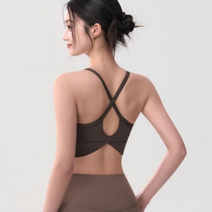 一体式 固定杯运动内衣女普拉提健身美背文胸训练瑜伽服背心防震弹