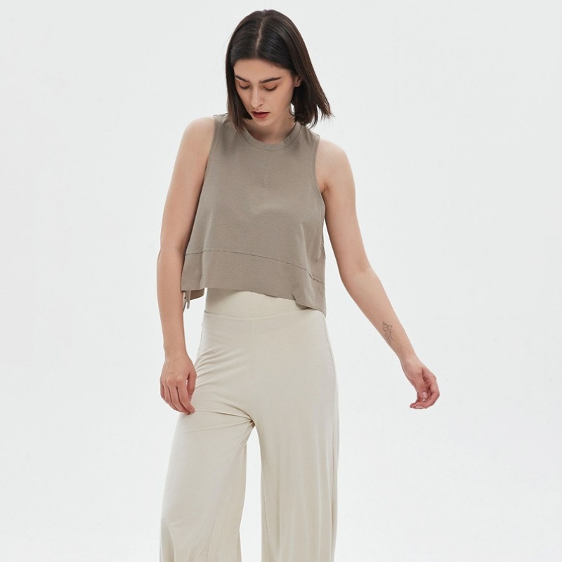 速干瑜伽短袖无袖背心运动T恤宽松短款上衣运动跑步舞蹈服女罩衫