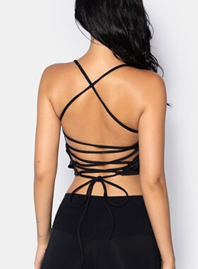 速干背心健身房美背运动内衣女跑步性感文胸瑜伽防震露系带绳bar