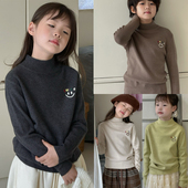 中大童柔软内搭笑脸刺绣儿童毛衣6827 秋冬款 G＋童装 男女童套头衫