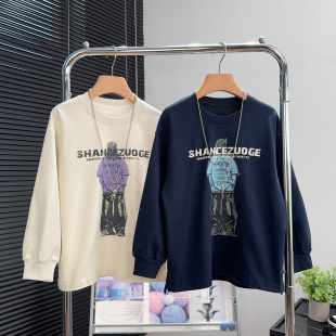 中大童纯棉上衣男女童打底衫 T恤2025秋季 5501 儿童长袖 大E小e童装