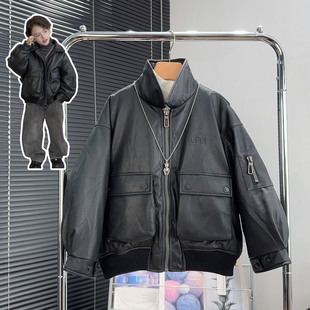 中大童机车服男童加厚外套6086 新款 啦芙莱童装 儿童皮衣羽绒服冬季