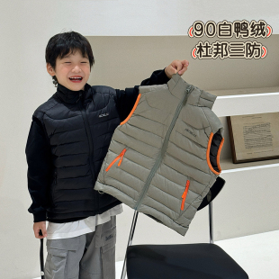 【青少年】儿童羽绒服马甲冬装中大童外穿三防排骨背心白鸭绒坎肩