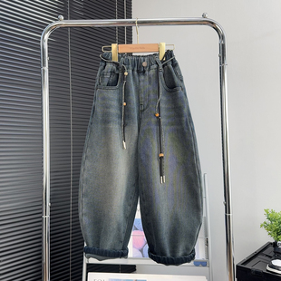 童乐鱼童装男女童加绒牛仔裤冬季新款儿童加厚裤子中大童长裤5291