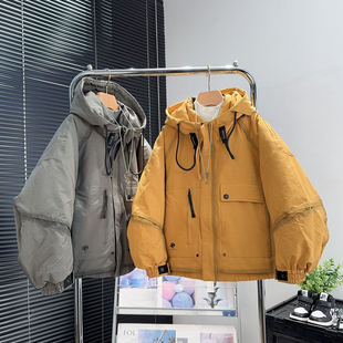 品牌童装儿童工装羽绒服冬季外套中大童派克服男童90白鸭绒冲锋衣