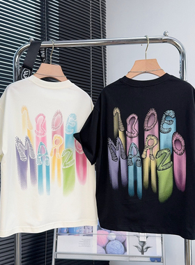 大E小e童装儿童夜光短袖t恤夏季中大童休闲上衣男童宽松体恤2509