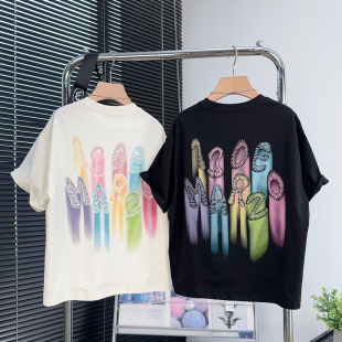 t恤夏季 中大童休闲上衣男童宽松体恤2509 儿童夜光短袖 大E小e童装