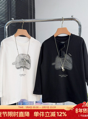 童乐鱼童装男童长袖T恤秋季中大童圆领上衣儿童休闲打底衫潮9531