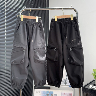 大E小e童装男童加绒工装裤冬款中大童加厚休闲裤儿童保暖长裤8902