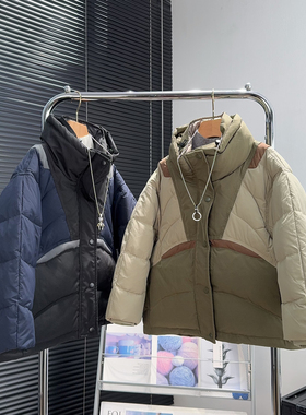 啦芙莱童装儿童立领羽绒服冬季新款男女童拼色白鸭绒加厚外套3803