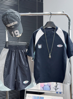 牛哆哆童装男童拼色速干套装夏季中大童运动球服儿童两件套39705