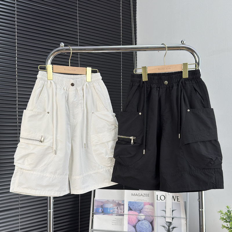 品牌童装男童工装中裤夏季新款中大童白色速干短裤儿童休闲薄裤子