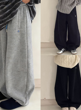 大E小e童装男女童加绒休闲卫裤冬季弯刀裤儿童童加厚运动裤潮8927