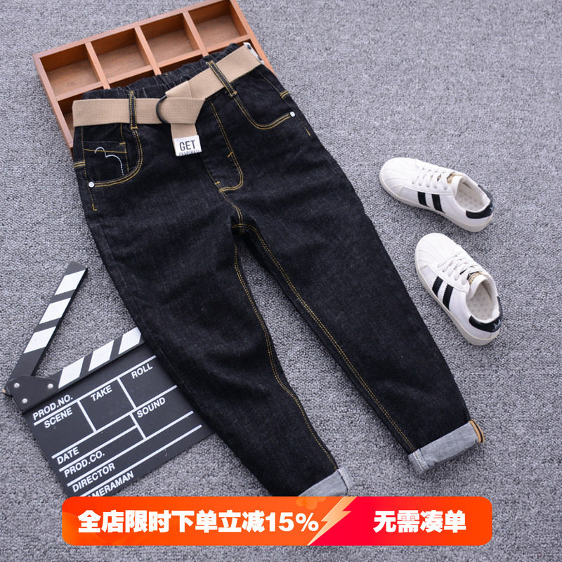 儿童黑色牛仔裤2025春秋款瘦版长裤男童修身裤子中大童休闲小脚裤
