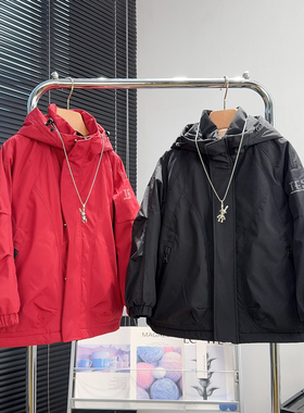 童乐鱼童装男女童夹棉冲锋衣冬款中大童户外加厚外套儿童棉衣9701