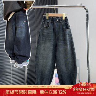 大E小e童装男女童一体绒牛仔裤冬季儿童加厚裤子中大童长裤66623