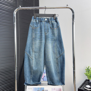 新款 2026春季 儿童裤 子韩版 米听童装 中大童休闲弯刀裤 男女童牛仔裤