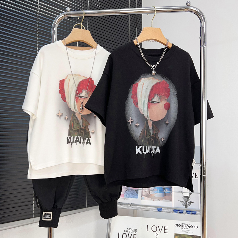 男童短袖T恤2025春夏款中大童休闲圆领体恤韩版儿童洋气百搭上衣