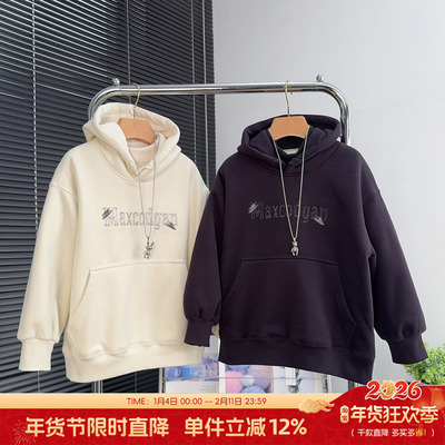 品牌童装男女童加绒连帽卫衣