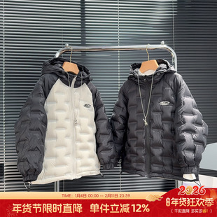 品牌童装男童连帽羽绒服冬款中大童拼色白鸭绒外套儿童保暖上衣潮