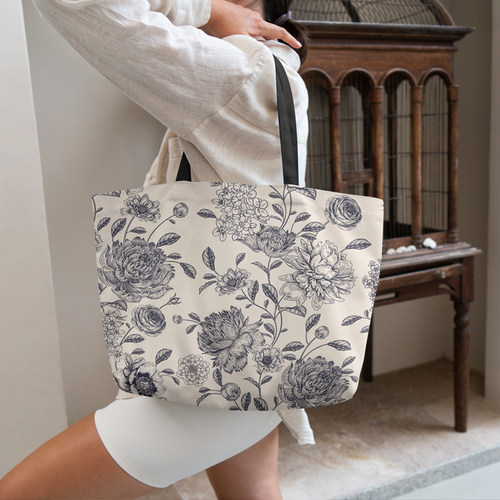 古雅经典印花拉链有底布包